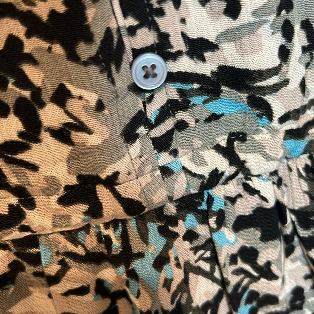 NWT Loft Dress Large Petite LP black blue abstract career business casual soft - Picture 12 of 16